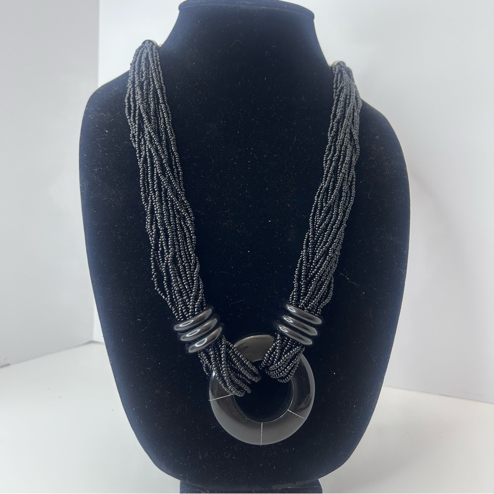 Elegant Black Bohemian Beaded Necklace